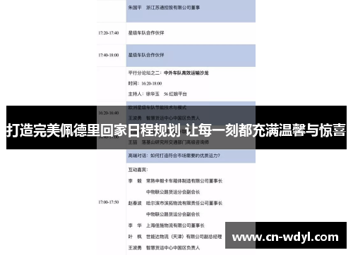 打造完美佩德里回家日程规划 让每一刻都充满温馨与惊喜