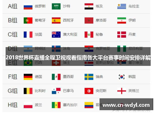 2018世界杯直播全程卫视观看指南各大平台赛事时间安排详解